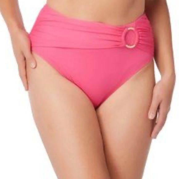 Bleu Rod Beattie Fuchsia Swim Bottom with Gold Ring Accent High Waist 4 - Picture 6 of 6